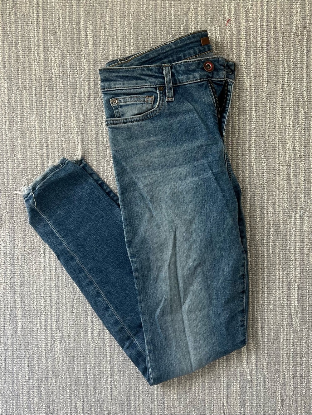 Joe's Jeans Faded Medium Blue Skinny with Frayed Hem